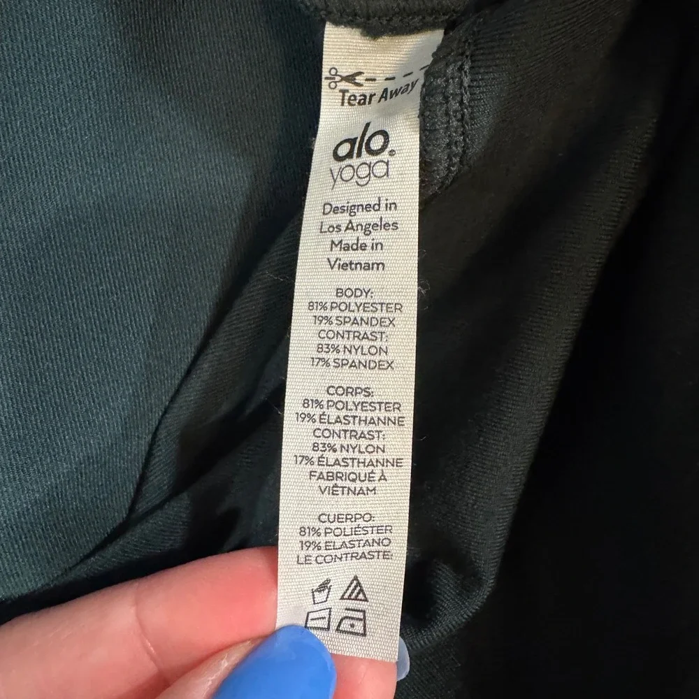 ALO Yoga Moto Leggings High Waist Ribbed Olive Green Athletic‎ Activewear